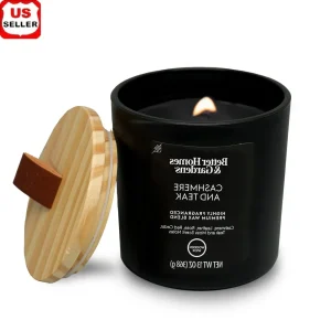 Scented Wooden Wick Jar Candle 13oz Cashmere Teak Fragrance